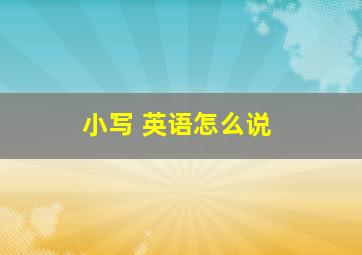 小写 英语怎么说